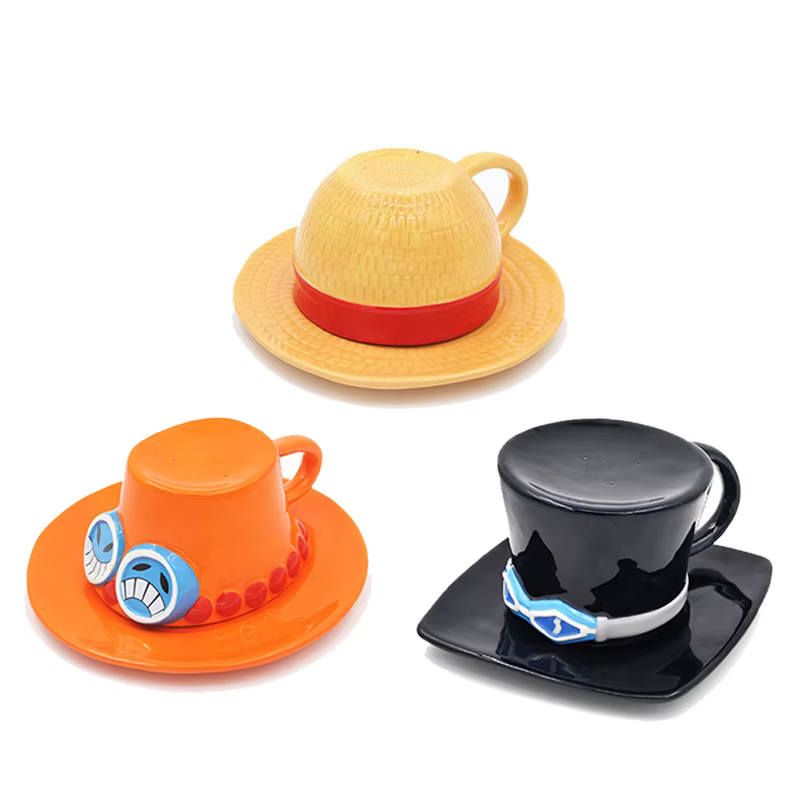 Ensemble de tasses et soucoupes en céramique de dessin animé créatif