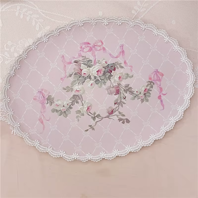 Set de Table Vintage Européen en Dentelle et Cuir avec Nministériels