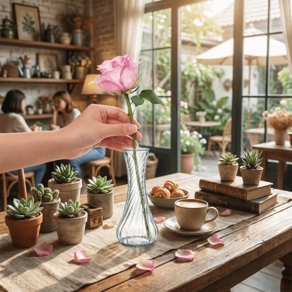 Lot de 6 mini-vases en verre transparents pour décoration de table