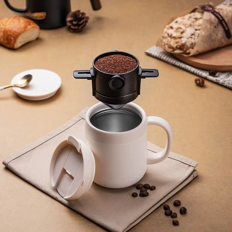Filtre à café portable pliable réutilisable avec maille double couche pour infusion par dégoulinement sans papier