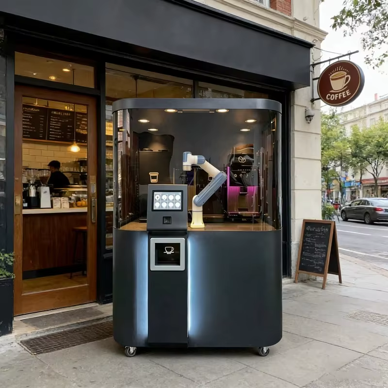 Machine à café robotisée entièrement automatique personnalisée, équipement commercial intelligent pour boissons, pour café et hôtel