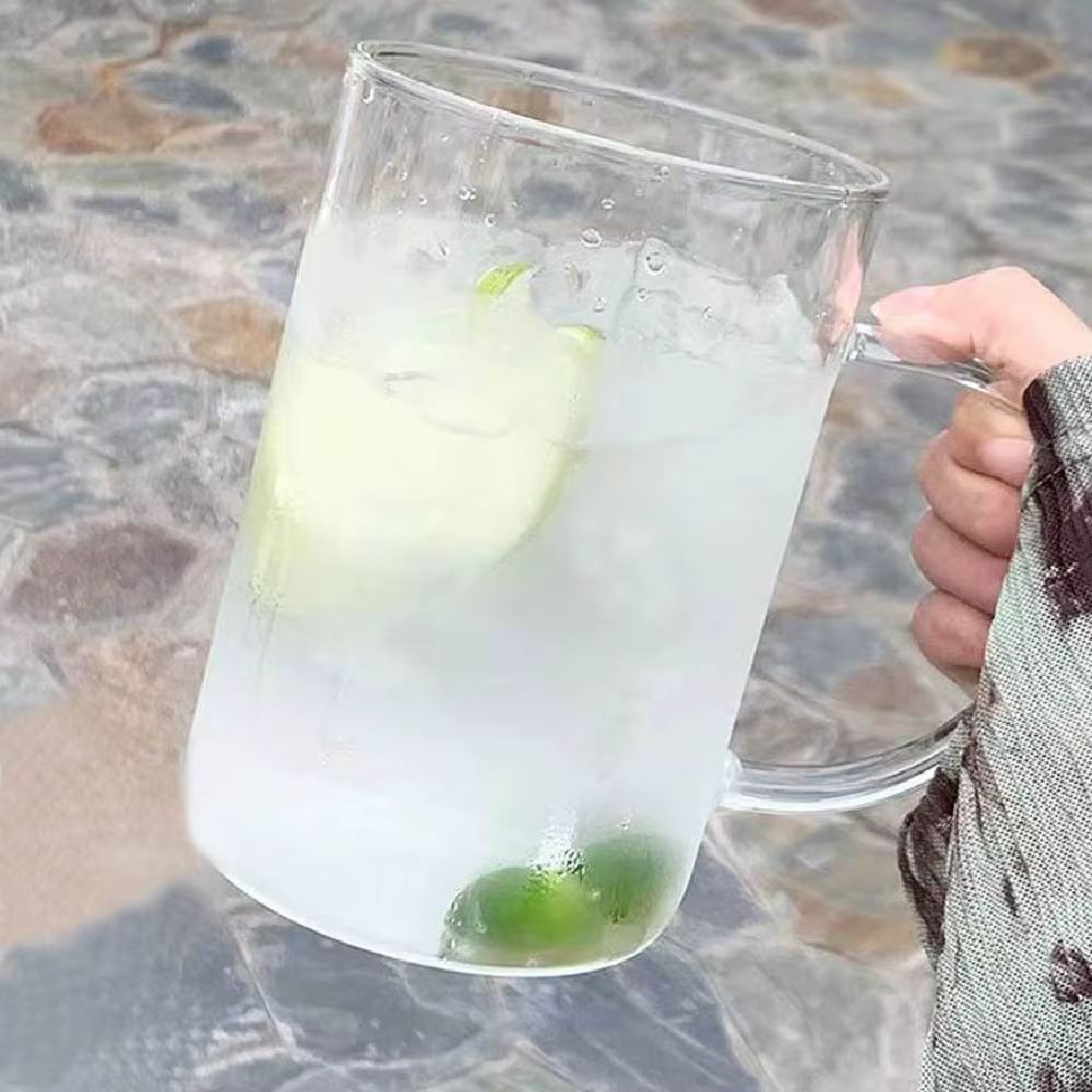 Grande tasse en verre transparent de 1l avec poignée