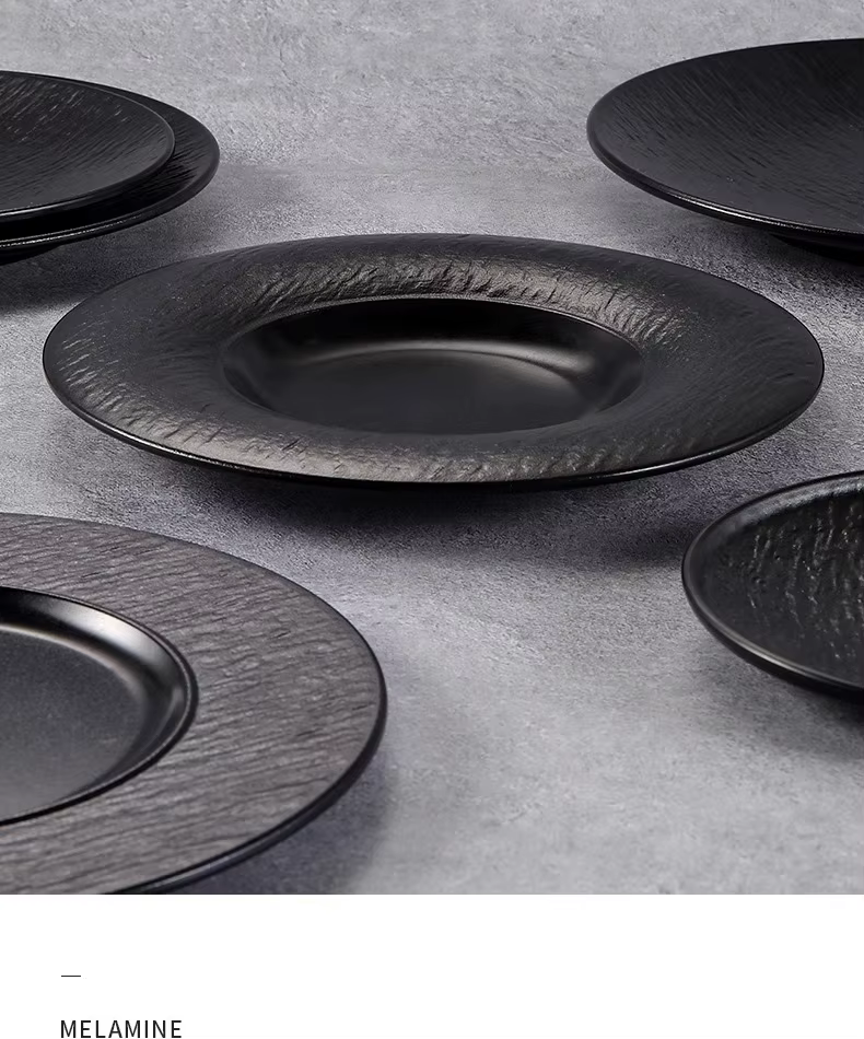 Plaque en mélamine japonaise en plastique noir