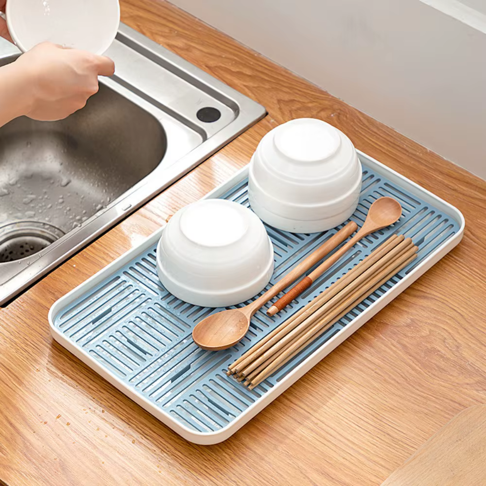 Égouttoir à vaisselle détachable à double couche avec grille de drainage