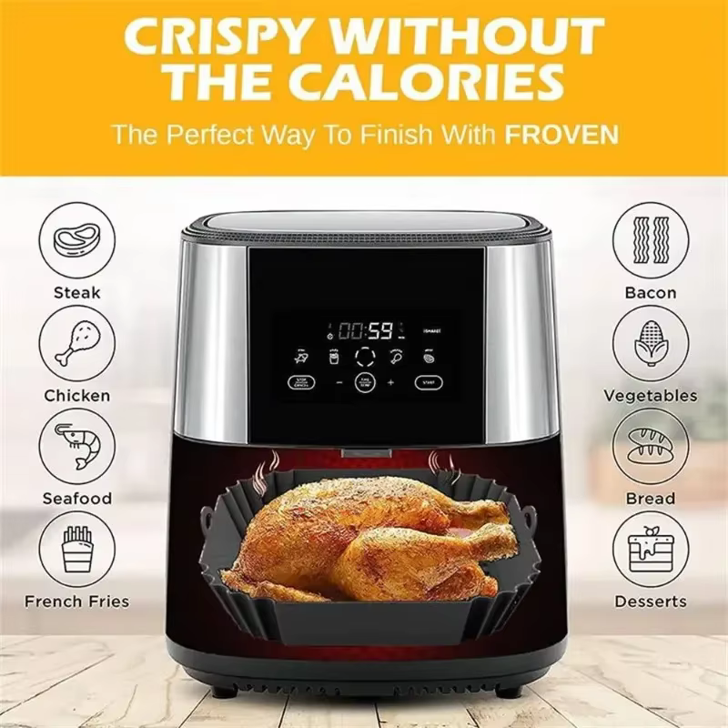Plateau de pot de friteuse à air en silicone avec poignée