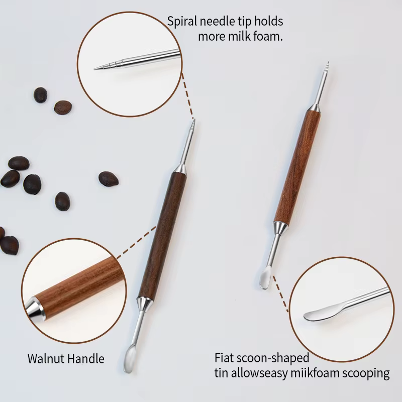 Stylo pour Latte Art, outil de dessin sur café avec manche en bois