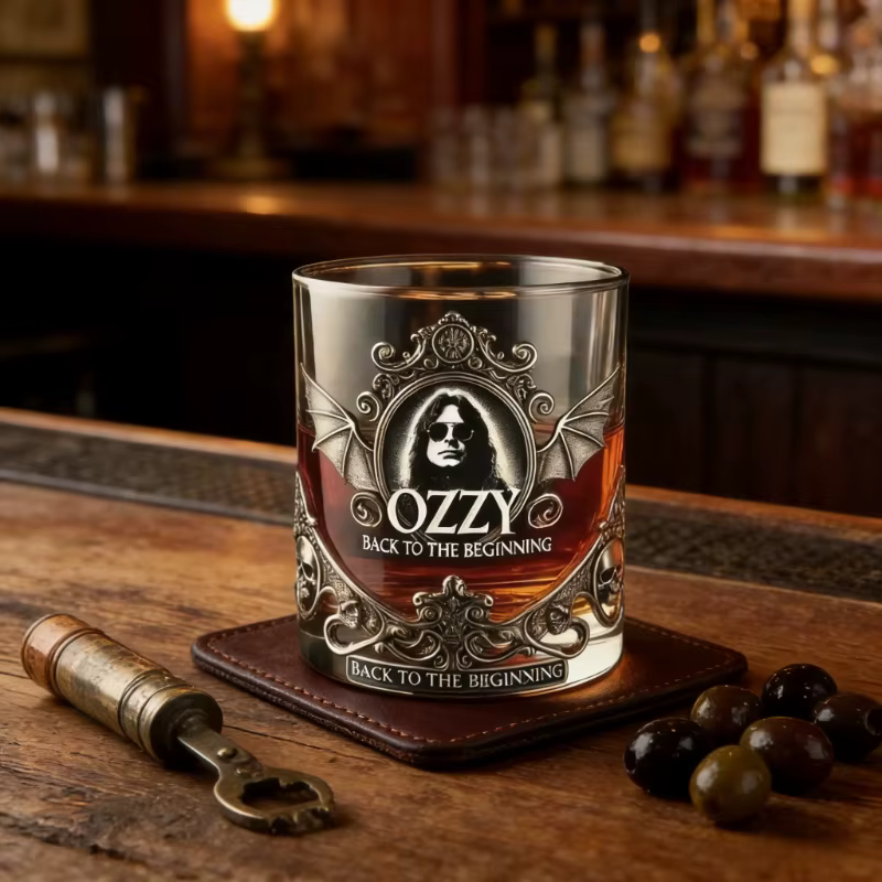Verre à whisky sur le thème de la musique rock d'Ozzy Osbourne