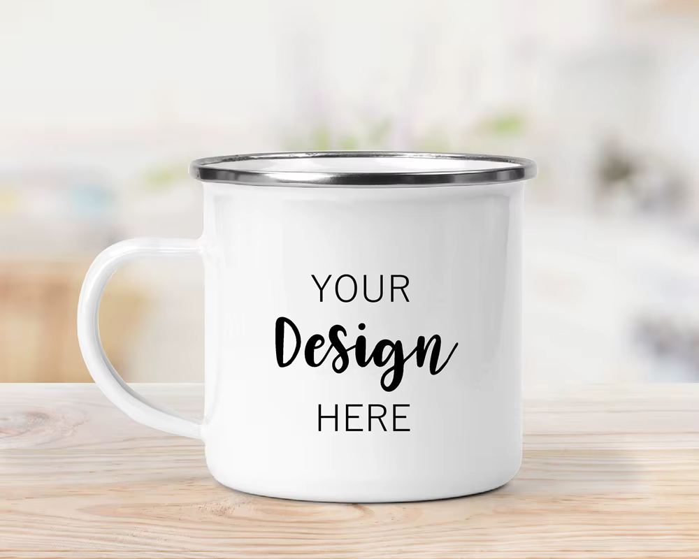 Nom personnalisé tasses Logo privé Texte Émail Tasse À Café Imprimé Magasin Société