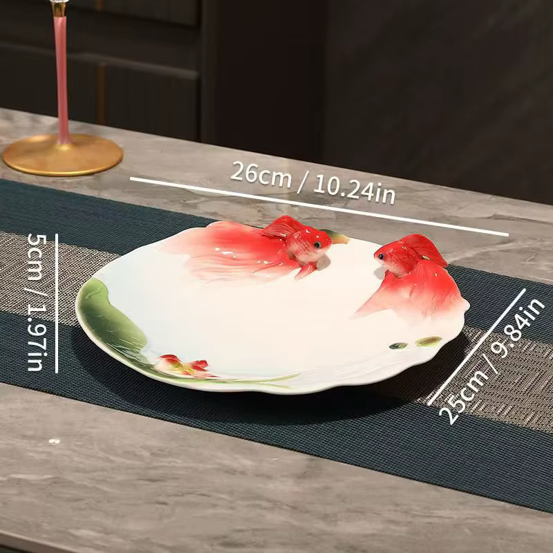 Assiette peu profonde en céramique pour poisson rouge