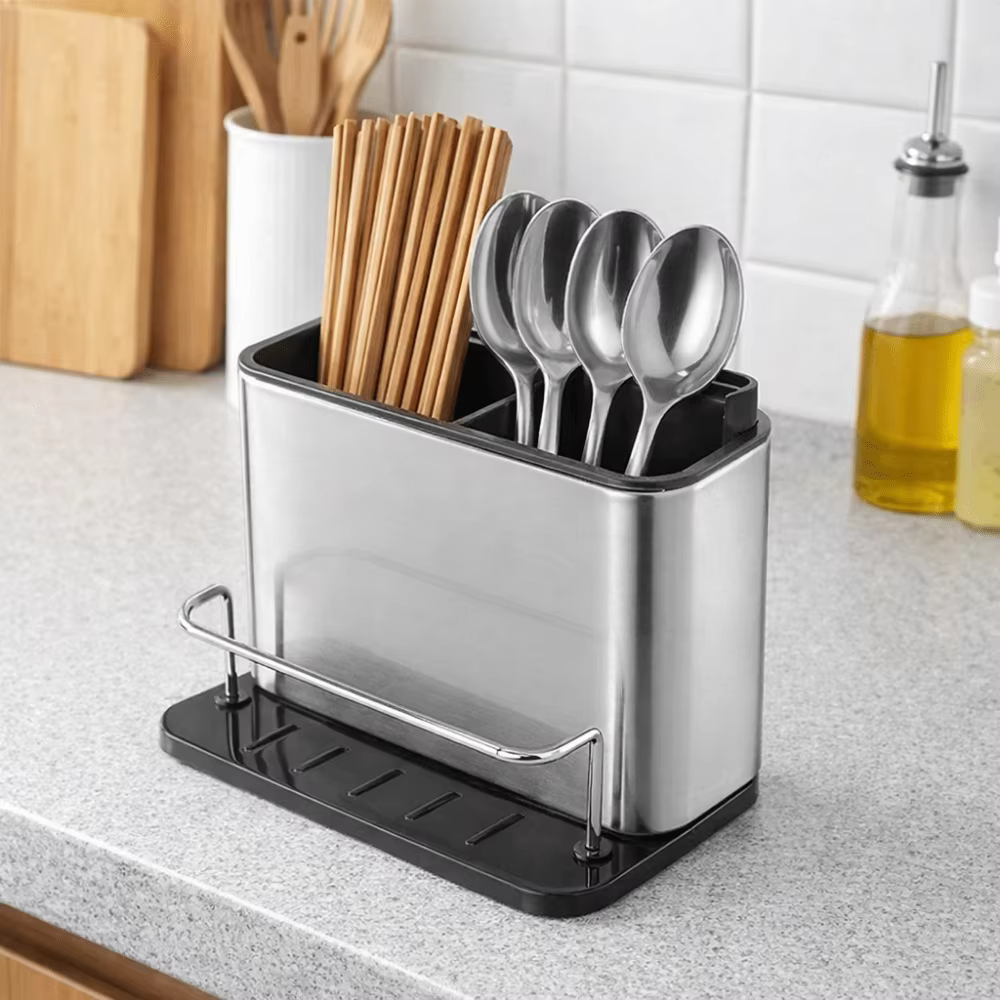Boîte de rangement pour couverts en acier inoxydable