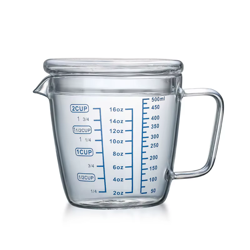 Tasse à mesurer en verre YWDL 250/500ml avec couvercle