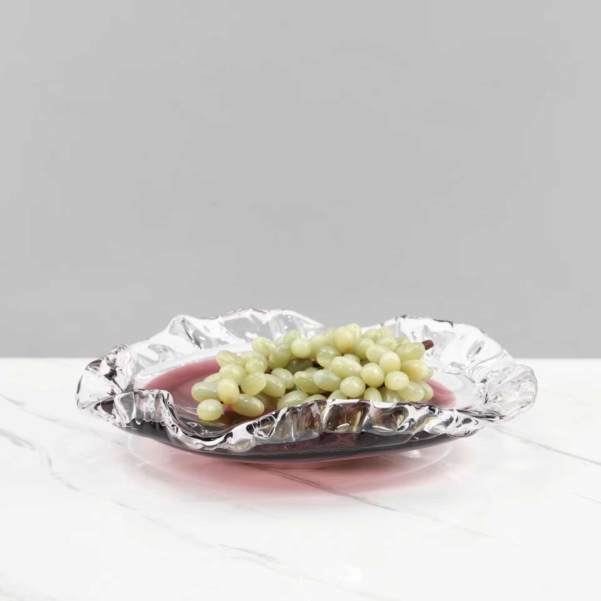 Plateau à fruits en verre plissé en forme de goutte d'eau, conteneur de rangement de bureau, plateau en verre gradué, plateaux décoratifs pour bijoux