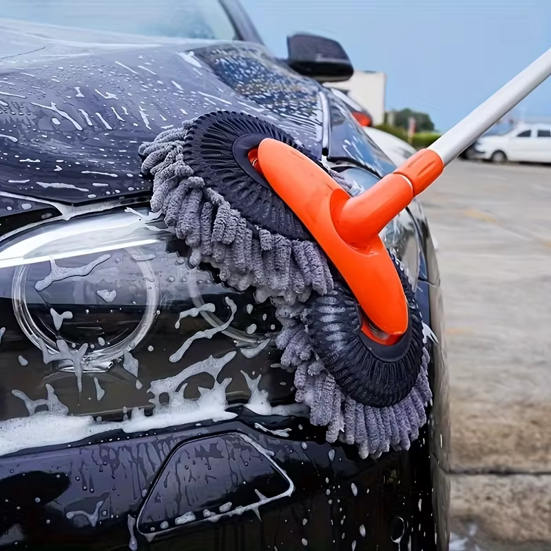[Brosse de lavage de voiture] Brosse de nettoyage de voiture à long manche réglable, outil de lavage de voiture en microfibre chenille, outil de lavage de voiture multi-surfaces robuste