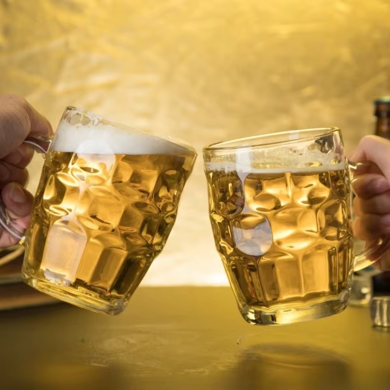Verre à Bière Artisanal Classique Transparent avec Poignée