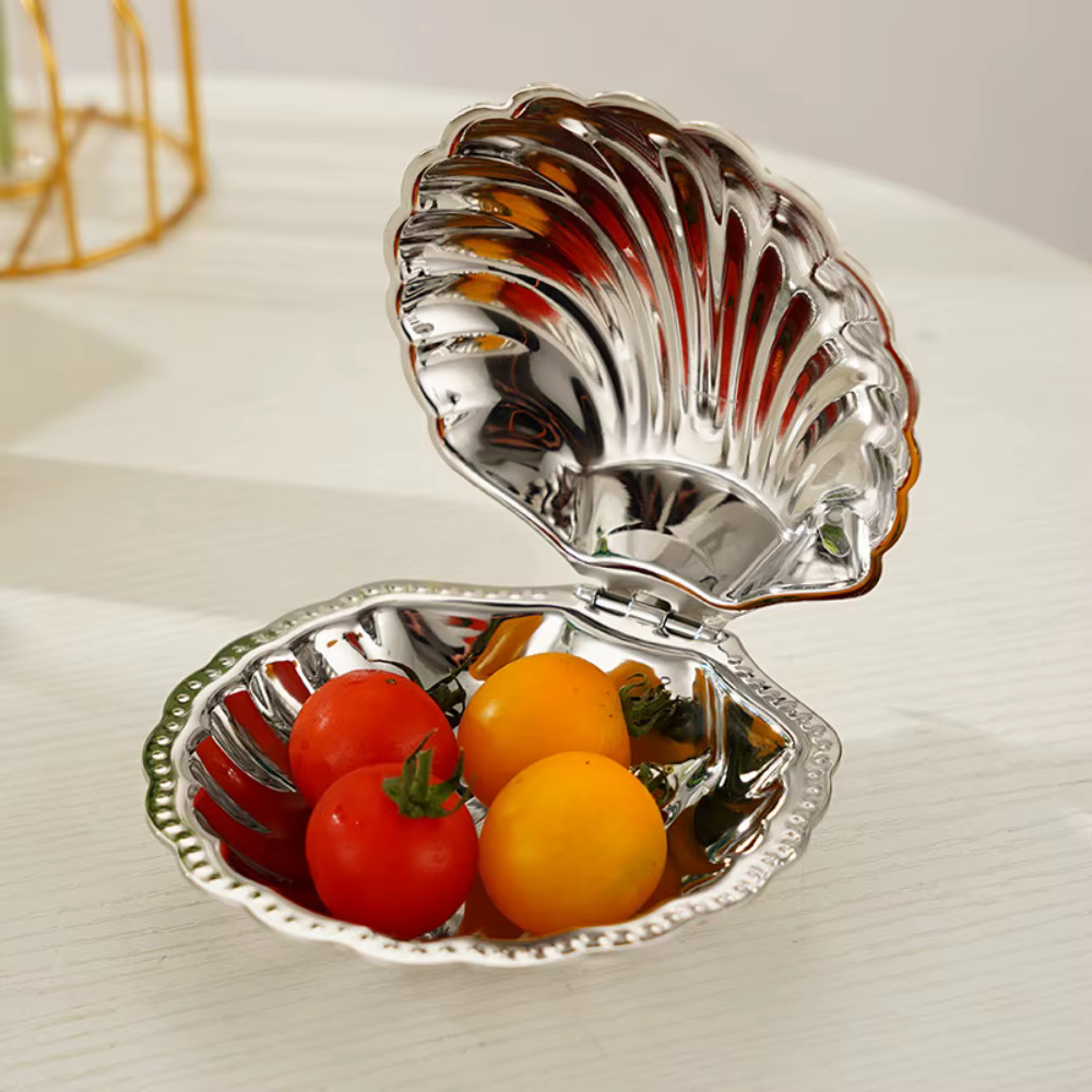 Plat à dessert en forme de coquille en acier inoxydable 304