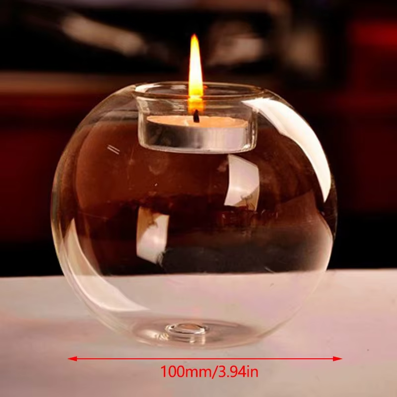 Bougeoirs ronds élégants en verre – Centre de table de style européen pour Noël