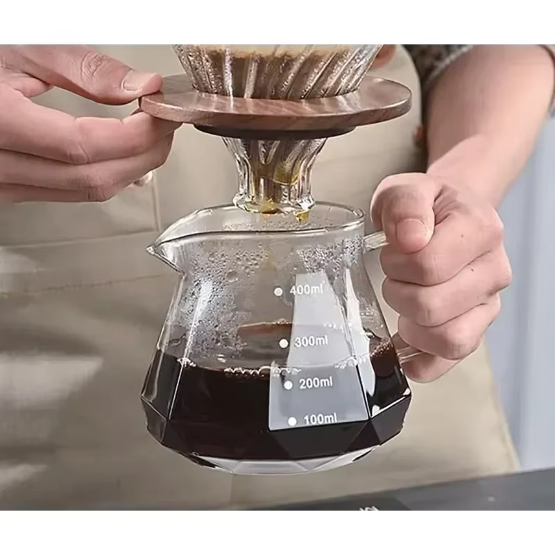Pot de partage de café en verre de diamant de 400 à 600ml