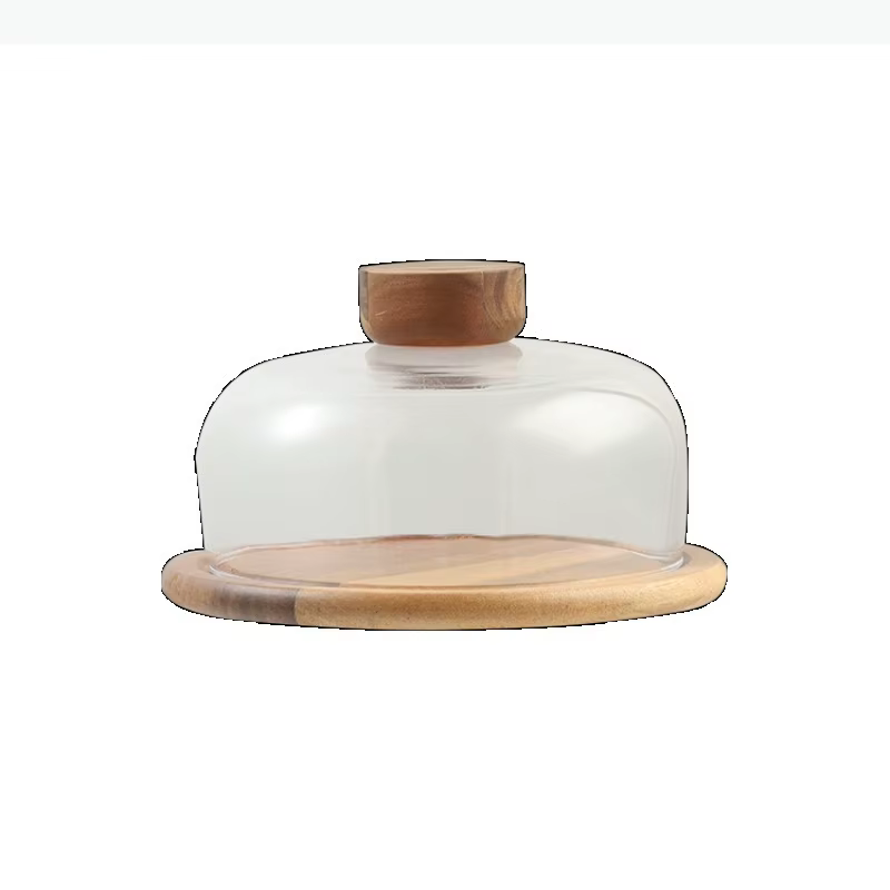 Plateau à gâteau en bois avec couvercle en verre, assiette à dessert, assiettes décoratives, assiettes de présentation, assiette à pâtisserie, plateau à thé, bol à fruits, plat à dim sum