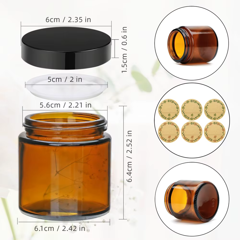 Pots à bougies, bocaux ronds en verre ambre épais avec couvercles et étiquettes pour la fabrication