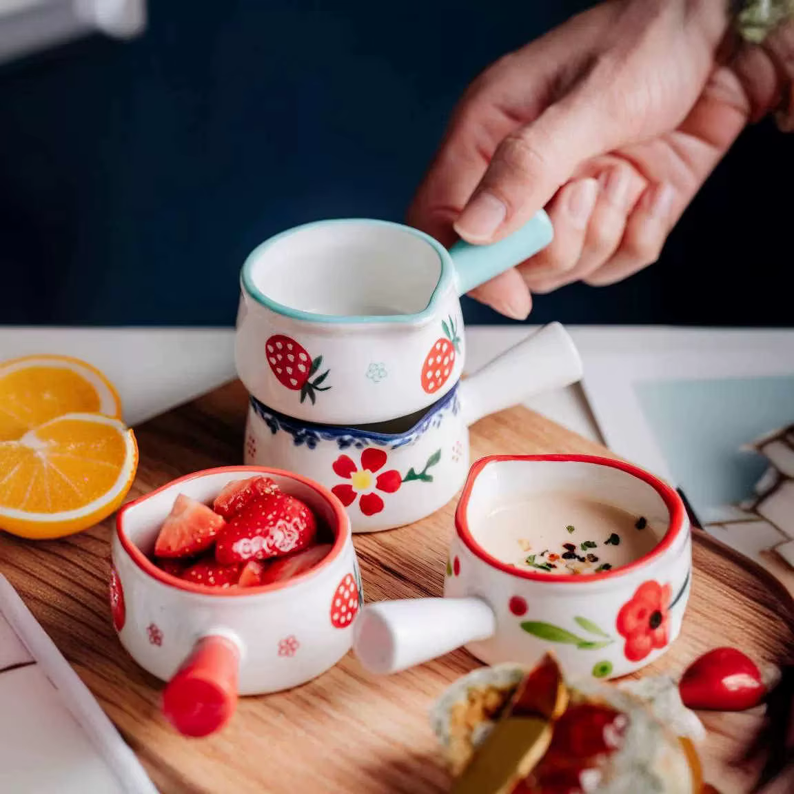 Mini pot à lait en céramique avec poignée