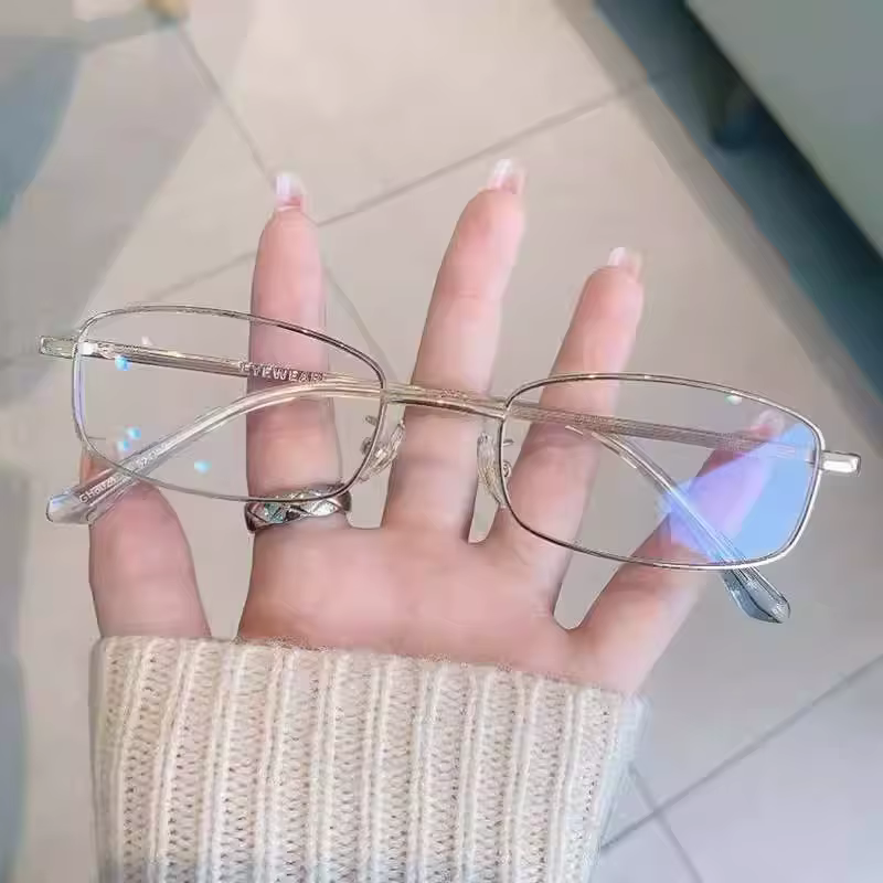 Y2K – lunettes Vintage à monture métallique, demi-monture sans lentille, Chic, décoration de fête Cosplay pour filles, lunettes de photographie en métal