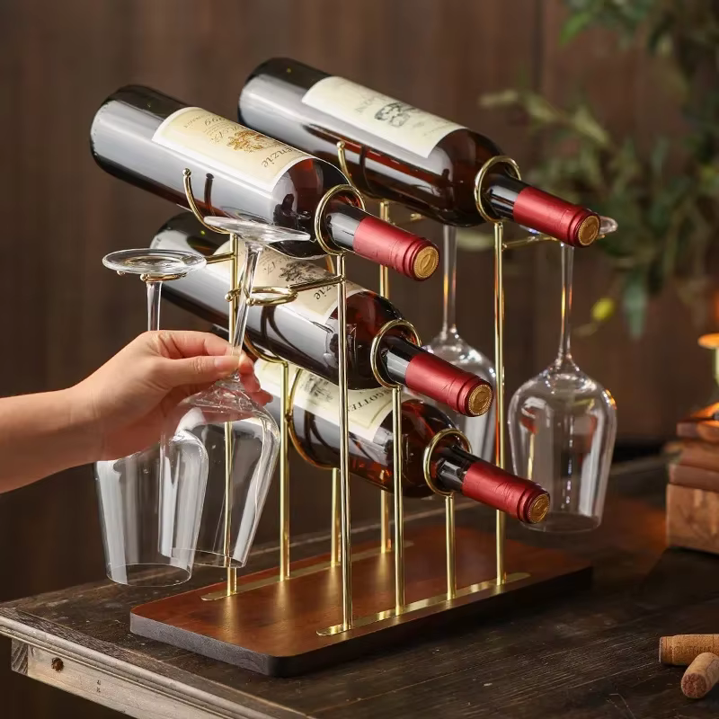 Support de verre à vin en bois créatif suspendu