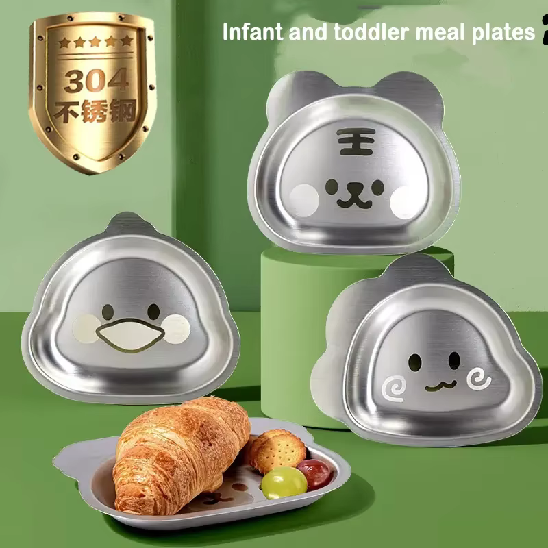 Assiette de table pour enfants en acier inoxydable 304