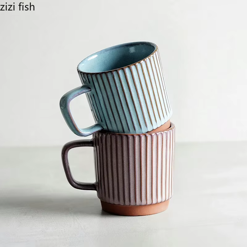 Tasse à rayures Vintage en céramique