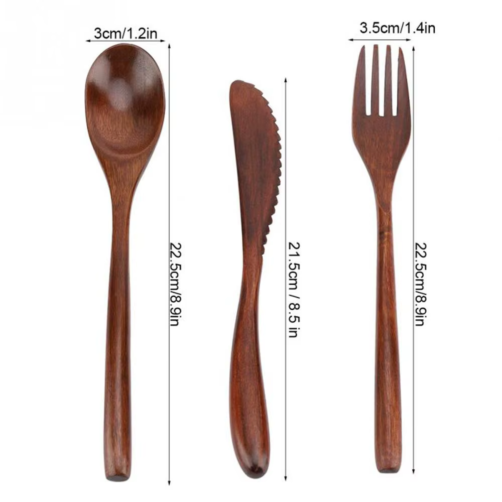 Couverts portables en bois de bambou