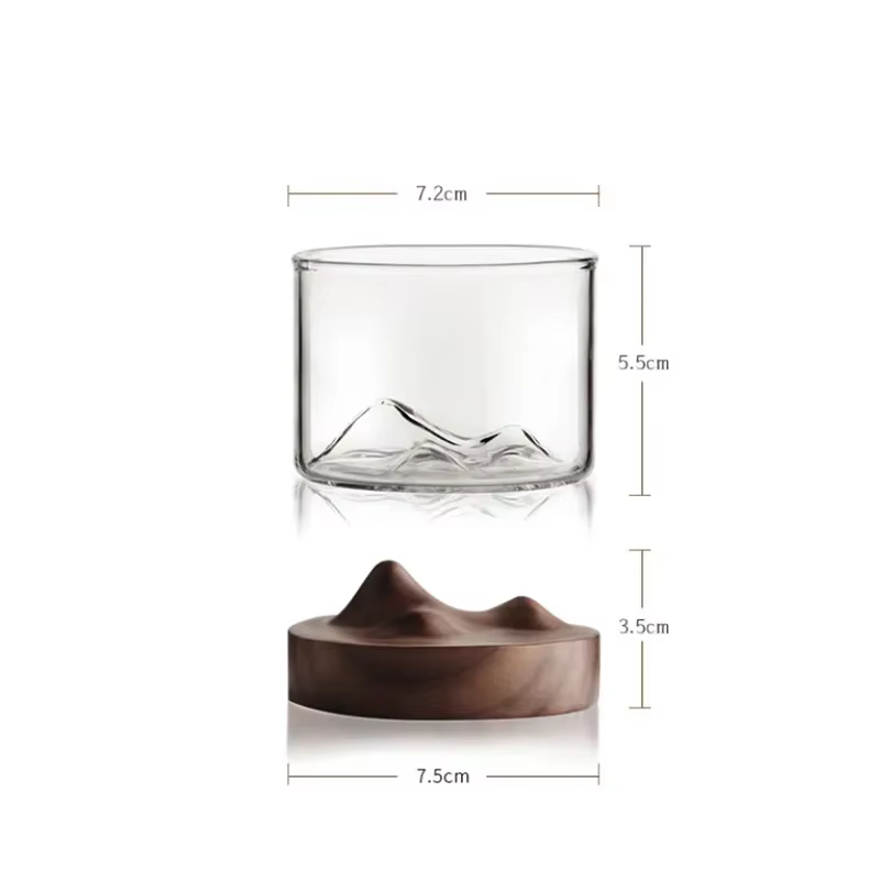 Verre à whisky de montagne avec Base en bois
