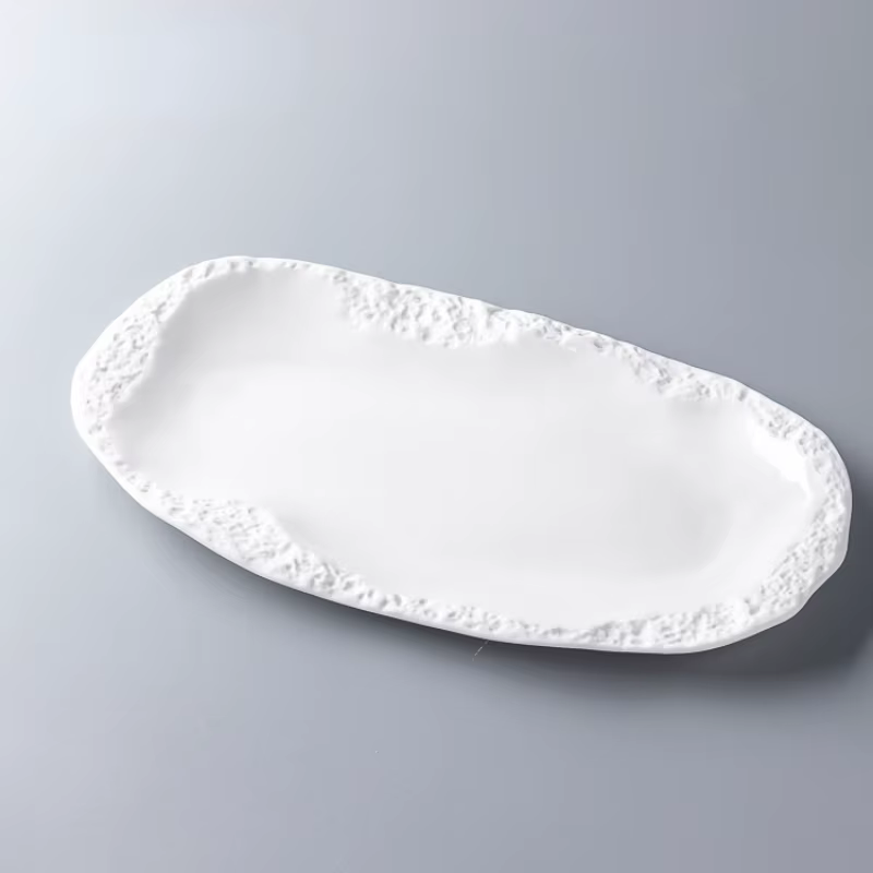 Assiette de nourriture occidentale en céramique avec motif de pierre