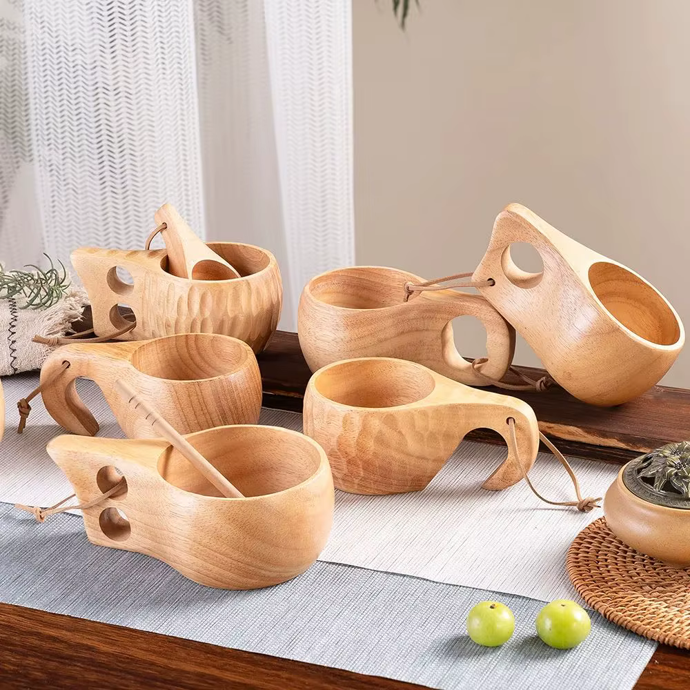 (1 pièces) petite tasse à lait créative en bois 6/8oz 180-240ml