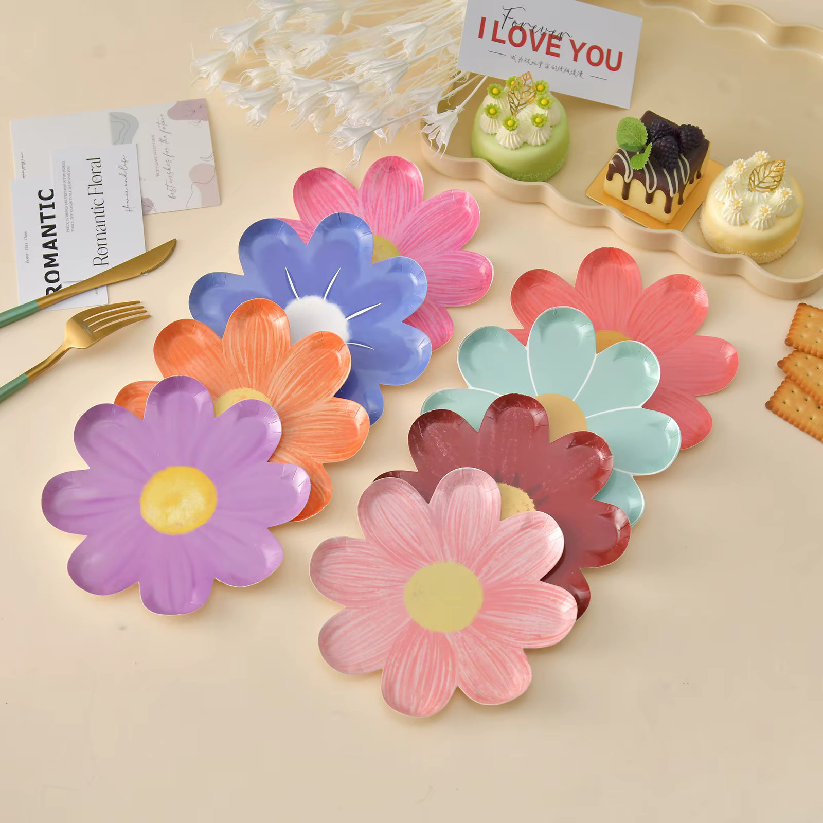 Assiette en papier jetable marguerite