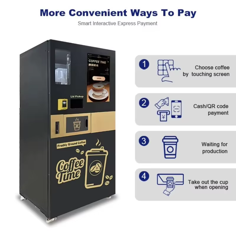 Machine à café entièrement automatique et multifonctionnelle, distributeur de boissons chaudes expresso et cappuccino en libre-service