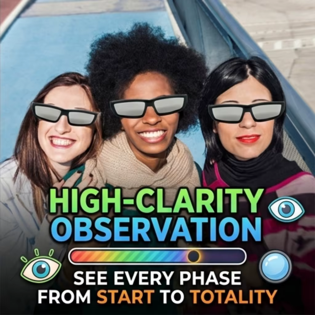 Lunettes d'observation d'éclipse solaire sûres, monture en plastique, protection professionnelle pour l'observation directe du soleil, lunettes pour éclipse totale