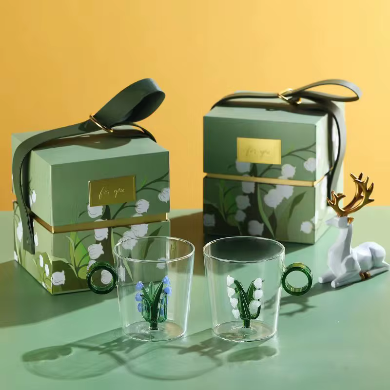 Muguet de mai Cadeau de tasse en verre pour amoureux