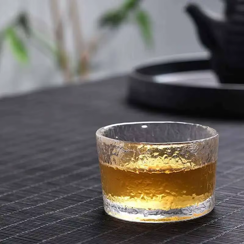Tasse à thé en verre à grain de marteau japonais, tasse transparente en cristal, service à thé Kung Fu, petite tasse à thé pour propriétaire de la maison, bol à thé G