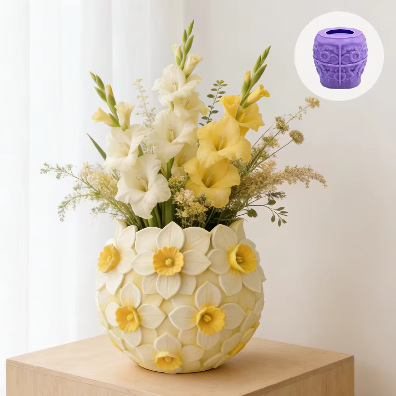 Moule en silicone en forme de narcisse avec une texture exquise ; parfait pour la création de boules de fleurs fraîches