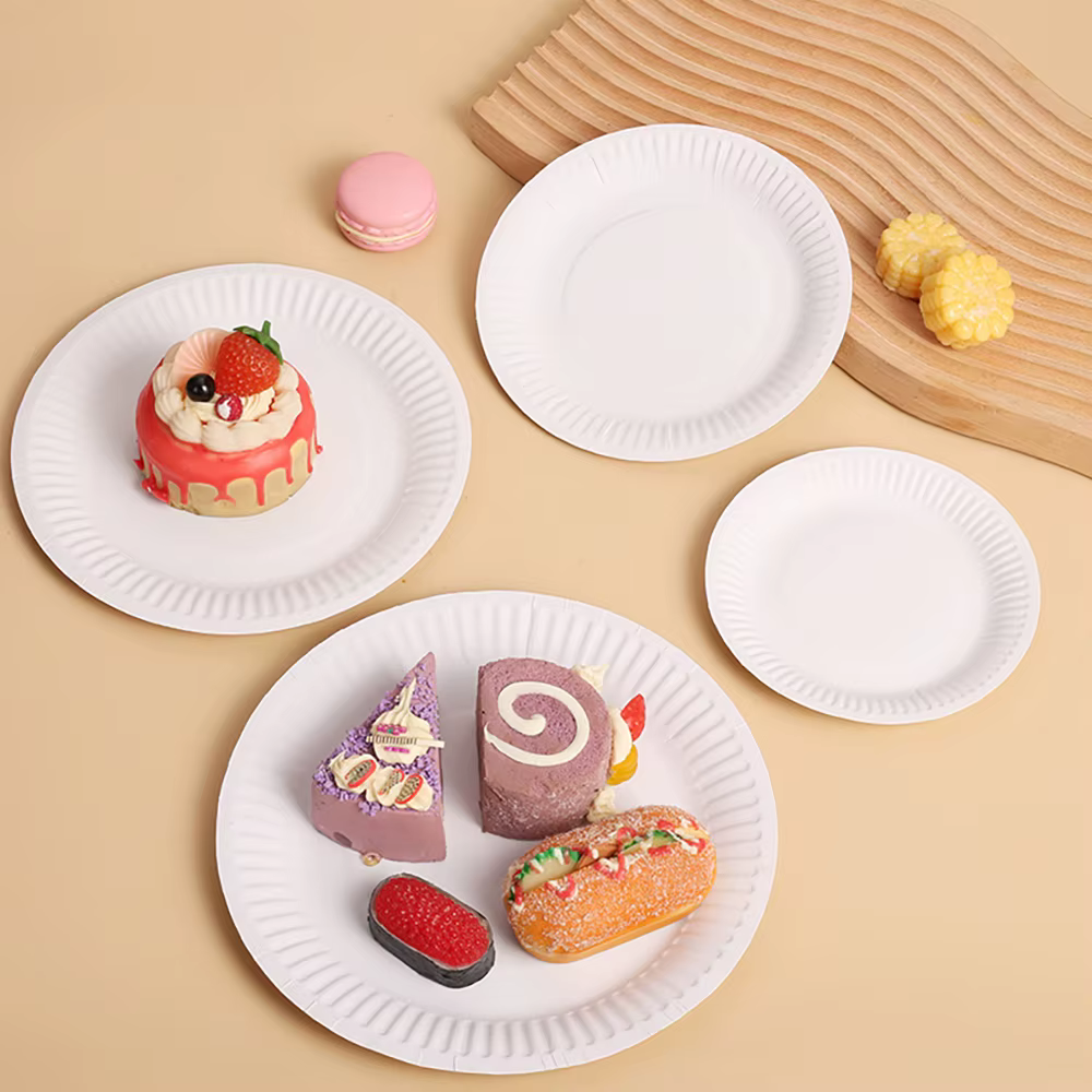 Ensemble d'assiettes en papier jetables blanches