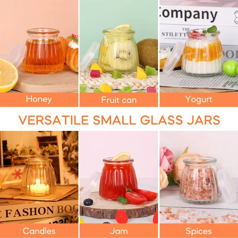Bouteille en verre de Pudding avec couvercles PE