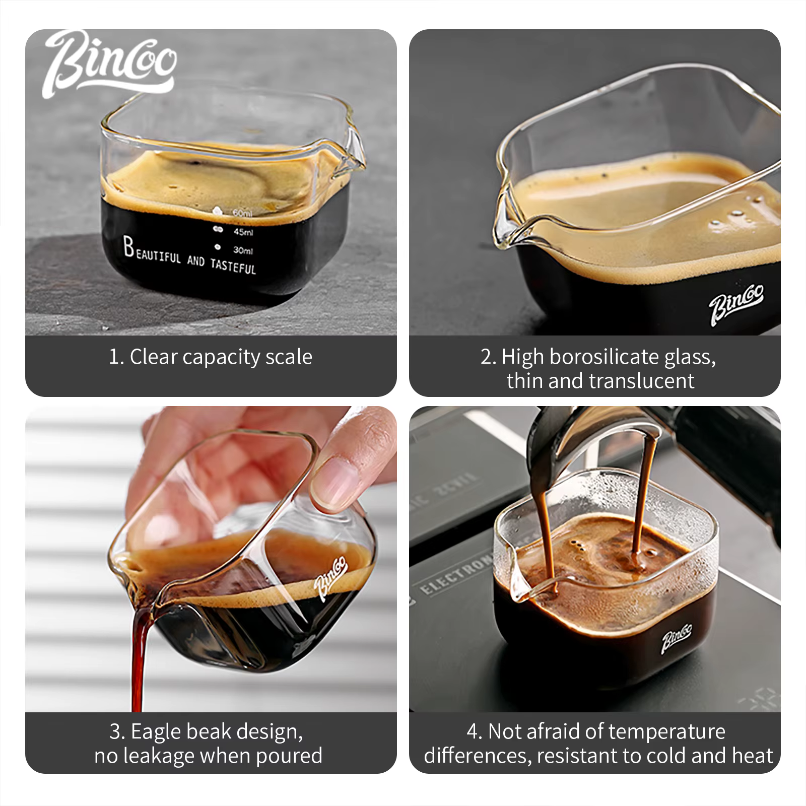 Verres à expresso transparents avec échelle