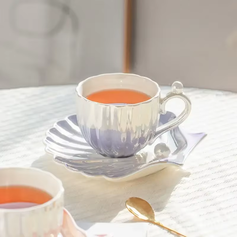 Tasse à Café Créative en Coquille de Perle