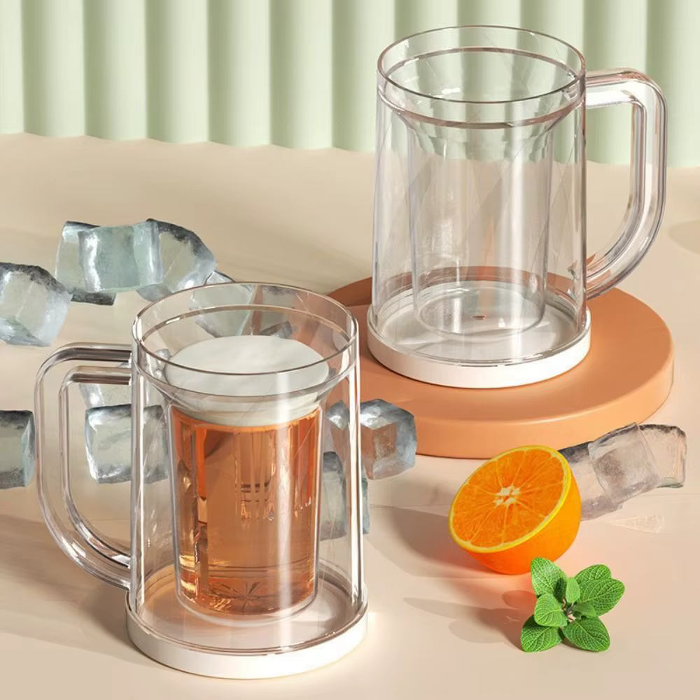 Verre à double couche pour la maison avec poignée