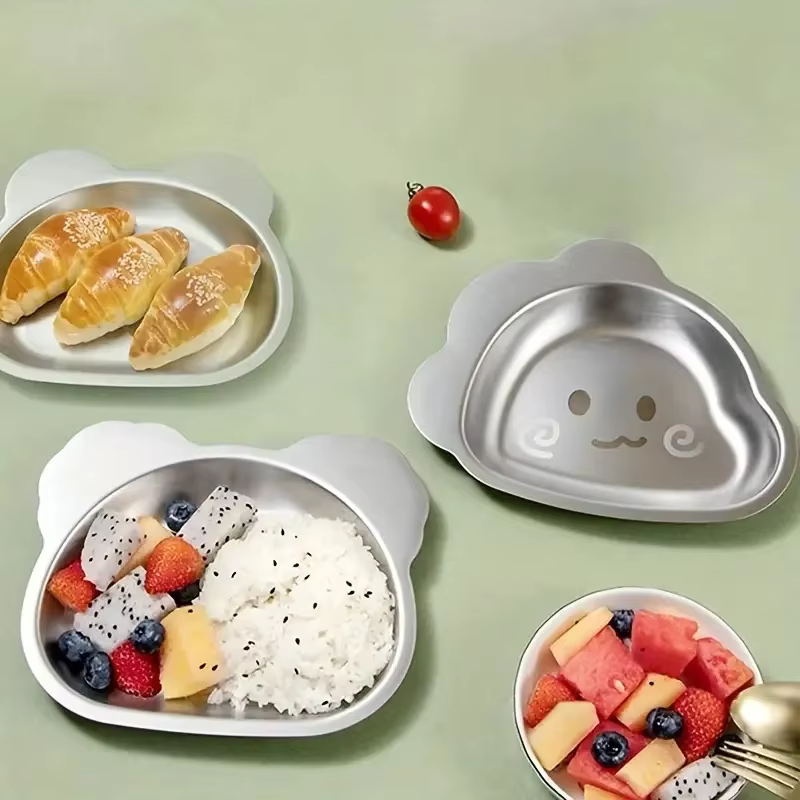 Assiette de table pour enfants en acier inoxydable 304