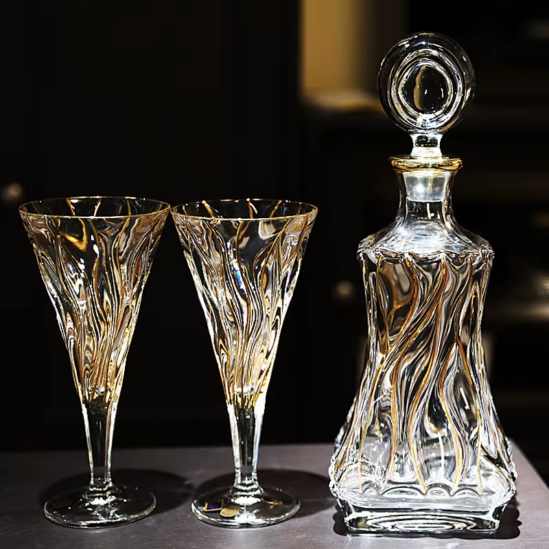 Verre à whisky en cristal doré tressé, grand verre à vin rouge, service à vin