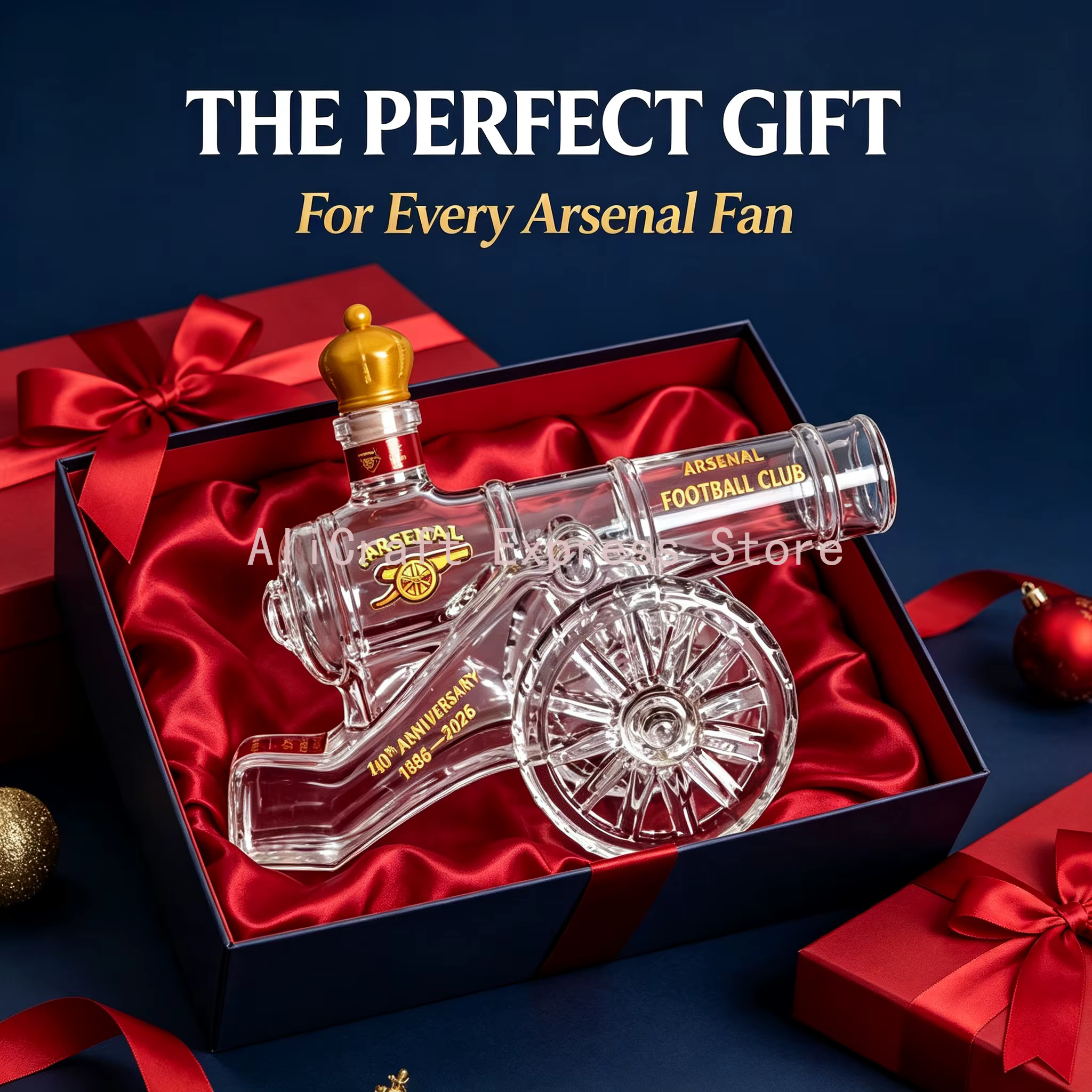 Carafe en verre Arsenal Cannon 140ème anniversaire, bouteille de whisky et de vin, objet de collection pour les fans de football, décoration de bar, ornement