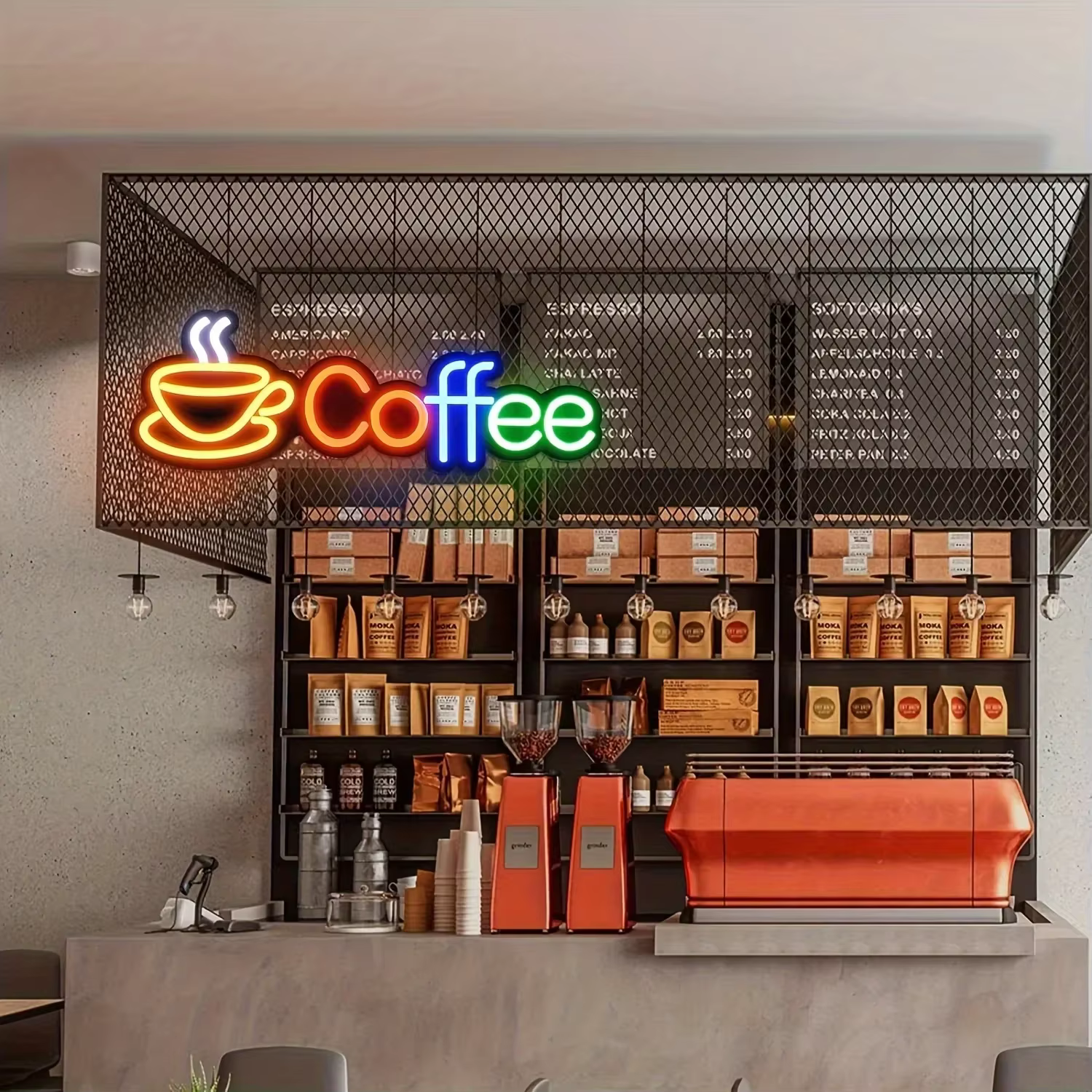 Enseigne au néon de café