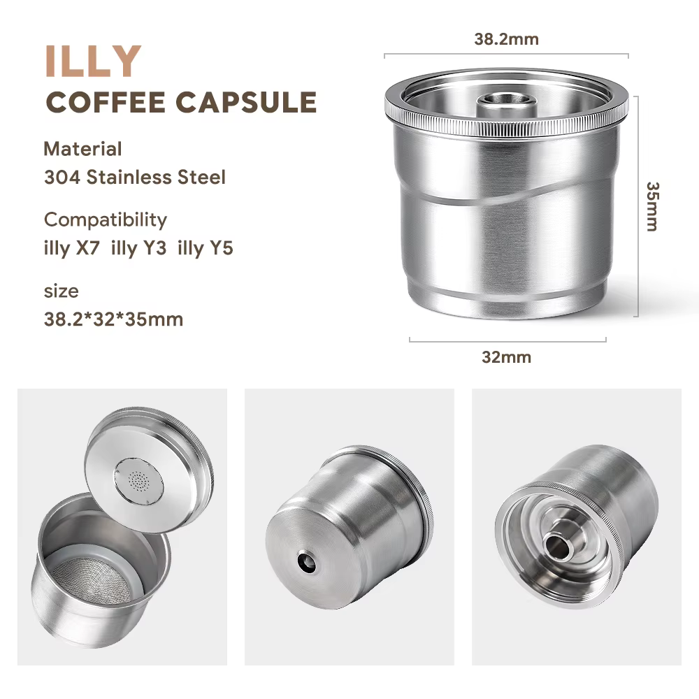 Filtres à café réutilisables pour capsules en acier inoxydable illy y3 Iperespresso Rich Crema