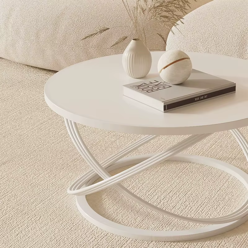 Salon de luxe Table basse Design moderne Premium Glam Tables basses blanc rond Muebles Para El Hogar décoration de la maison