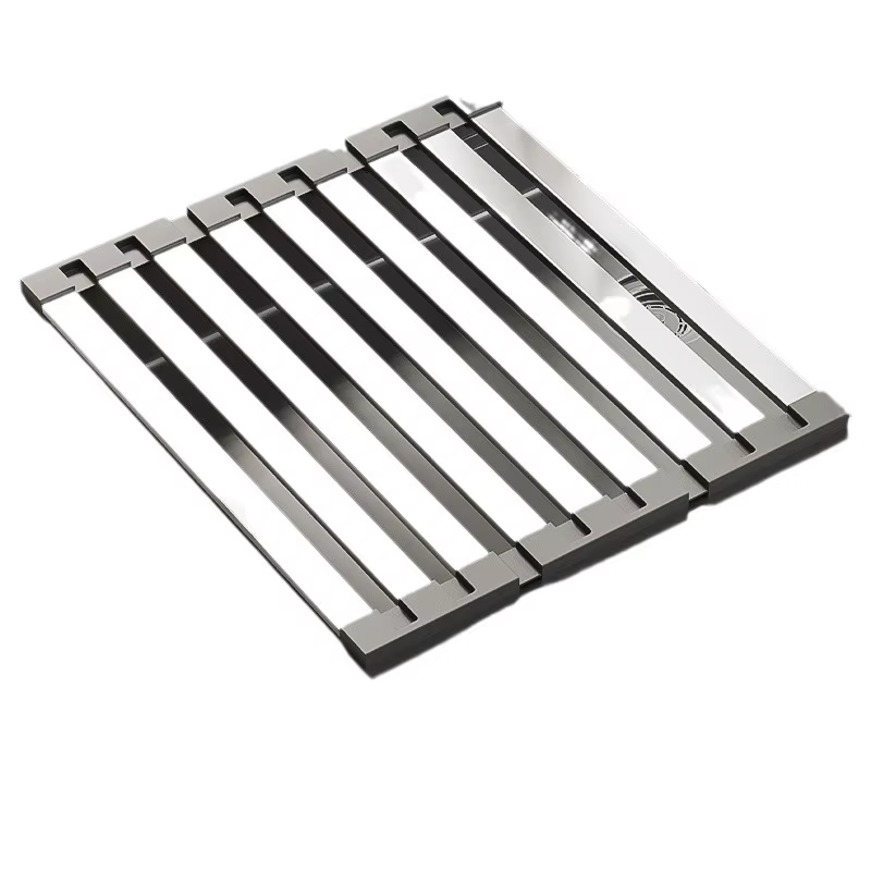 Égouttoir à vaisselle pliable et extensible en acier inoxydable 304 pour évier de cuisine